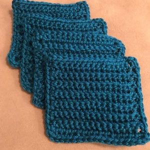 Crocheted Teal Soft Square Face Scrubbies